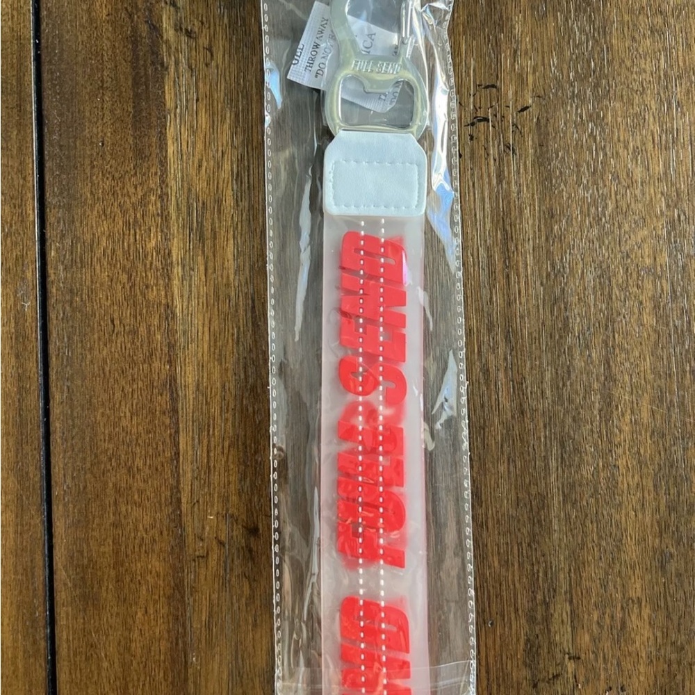 FULL SEND Keychain With Wrist Strap Bottle Opener White Red Silver NEW